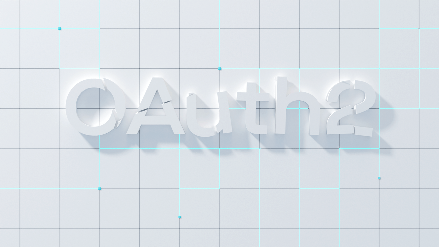 3D white text reading “OAuth2” on a light grid-patterned background.